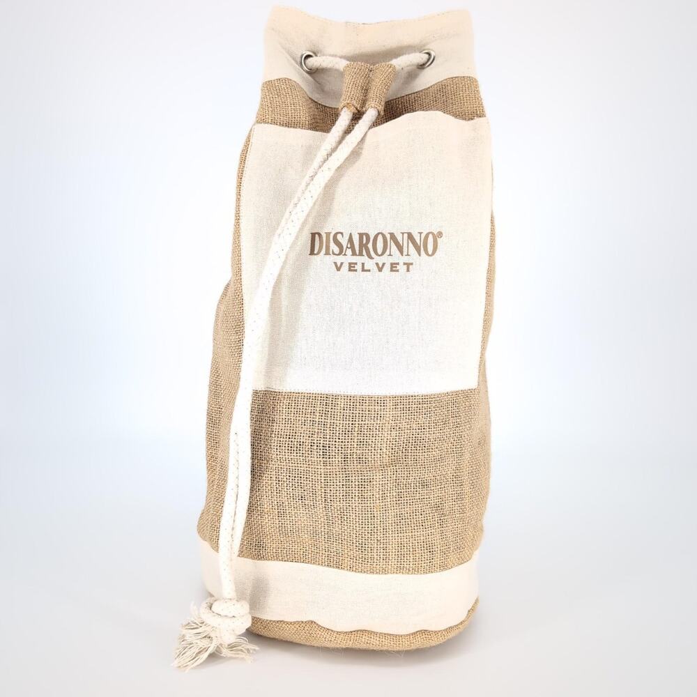 DiSaronno Velvet Cream Canvas Drawstring Bucket Bag / Backpack with Pocket - NEW